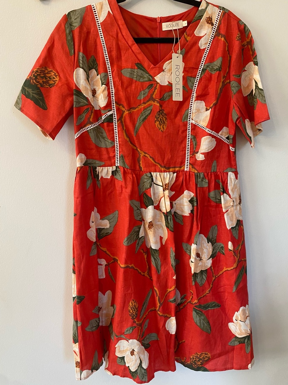 Roolee Women’s Red Floral Magnolia Linen Dress